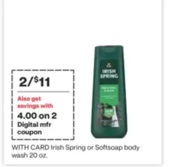 CVS Irish Spring or Softsoap body wash 20 oz offer