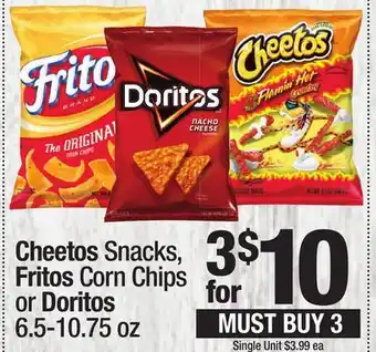 Super King Markets Cheetos Snacks, Fritos Corn Chips or Doritos offer