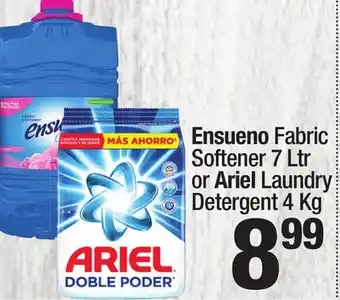 Super King Markets Ensueno Fabric Softener 7 Ltr or Ariel Laundry Detergent 4 Kg offer