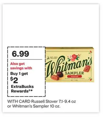 CVS Russell Stover 7.1-9.4 oz or Whitman's Sampler 10 oz offer