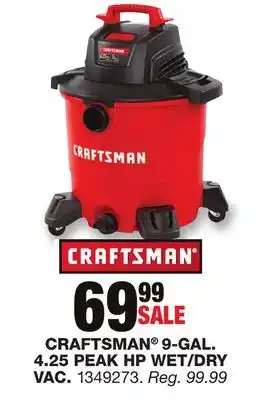 Blain's Farm & Fleet CRAFTSMAN 9-GAL. 4.25 PEAK HP WET/DRY VAC offer