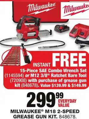 Blain's Farm & Fleet MILWAUKEE M18 2-SPEED GREASE GUN KIT offer