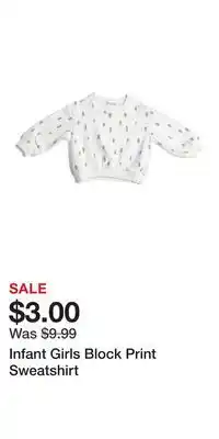 TJ Maxx Infant Girls Block Print Sweatshirt offer