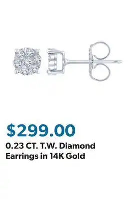 Sam's Club 0.23 CT. T.W. Diamond Earrings in 14K Gold offer