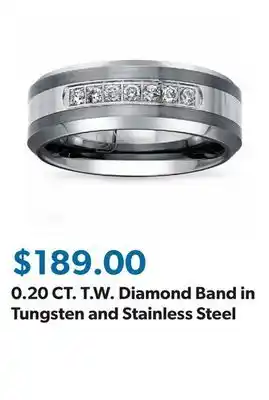 Sam's Club 0.20 CT. T.W. Diamond Band in Tungsten and Stainless Steel offer
