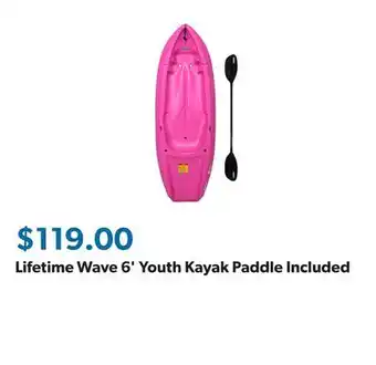 Sam's Club Lifetime Wave 6' Youth Kayak Paddle Included offer