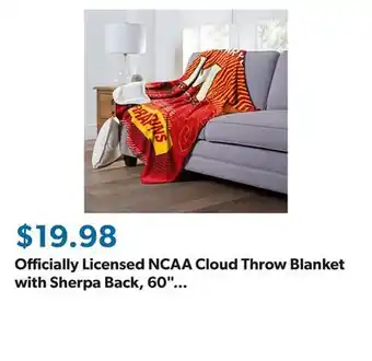 Sam's Club Officially Licensed NCAA Cloud Throw Blanket with Sherpa Back, 60 x 70(Assorted Teams) offer
