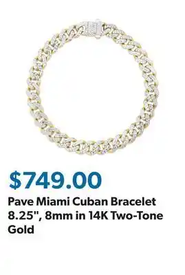 Sam's Club Pave Miami Cuban Bracelet 8.25, 8mm in 14K Two-Tone Gold offer