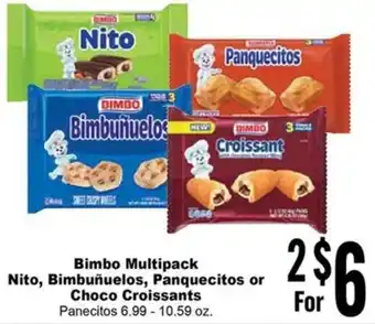 Bimbo Multipack Nito, Bimbuñuelos, Panquecitos or Choco Croissants