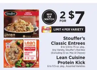 ShopRite Stouffer's Classic Entrees 8 to 12.8 to 75-oz, pkg Any Variety, Stoulfer's Red Box Lean Cuisine Protein Kick offer