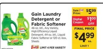 ShopRite Laundry Detergent or Fabric Softener offer