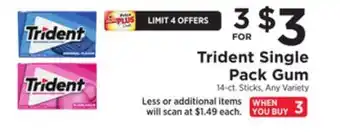 ShopRite Single Pack Gum offer