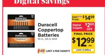 ShopRite Coppertop Batteries offer