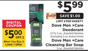 ShopRite Dove Men + Care Deodorant offer