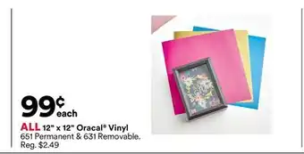 Michaels ALL 12 x 12 Oracal Vinyl offer