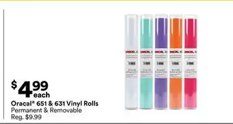 Michaels Oracal 651 & 631 Vinyl Rolls offer