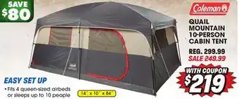 Big 5 Coleman Quail Mountain 10-Person Cabin Tent offer