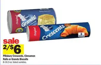 Meijer Pillsbury Crescents, Cinnamon Rolls or Grands Biscuits offer
