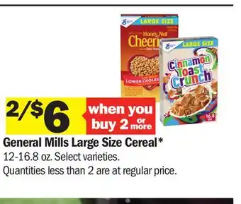 Meijer General Mills Large Size Cereal offer