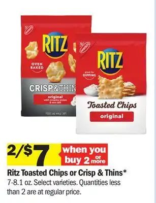 Meijer Ritz Toasted Chips or Crisp & Thins offer