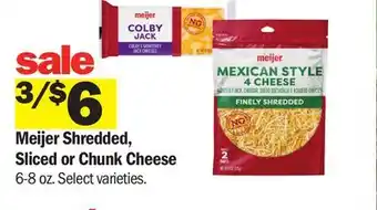 Meijer Meijer Shredded, Sliced or Chunk Cheese offer