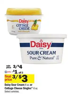 Meijer Daisy Sour Cream 8 oz. or Cottage Cheese Singles* 6 oz offer