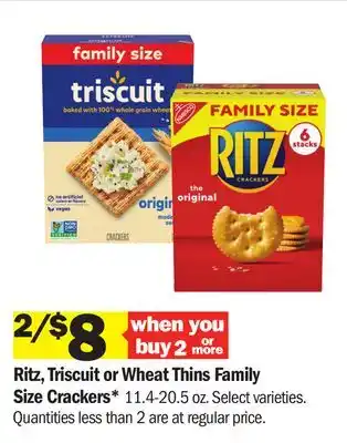 Meijer Ritz, Triscuit or Wheat Thins Family Size Crackers offer