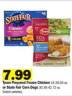 Meijer Tyson Prepared Frozen Chicken 16-28.05 oz. or State Fair Corn Dogs 30.36-42.72 oz offer