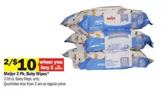 Meijer Meijer 3 Pk. Baby Wipes offer