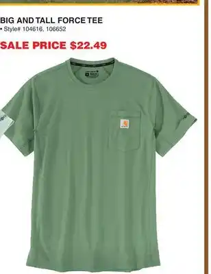 Dunham's Sports CARHARTT BIG AND TALL FORCE TEE offer