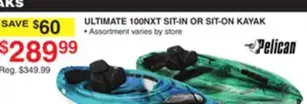 Dunham's Sports PELICAN ULTIMATE 100NXT SIT-IN OR SIT-ON KAYAK offer