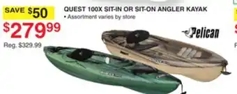 Dunham's Sports QUEST 100X SIT-IN OR SIT-ON ANGLER KAYAK offer