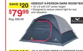 Dunham's Sports HIDEOUT 6-PERSON DARK ROOM TENT offer