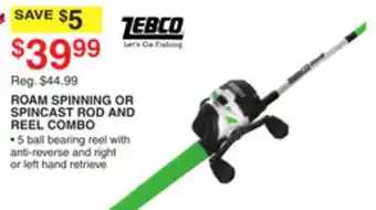 Dunham's Sports ROAM SPINNING OR SPINCAST ROD AND REEL COMBO offer