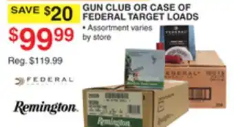 Dunham's Sports REMINGTON GUN CLUB CASE OF FEDERAL TARGET LOADS offer