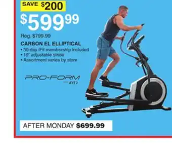 Dunham's Sports PRO-FORM CARBON EL ELLIPTICAL offer