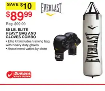 Dunham's Sports EVERLAST 80 LB. ELITE HEAVY BAG AND GLOVES COMBO offer