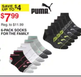 Dunham's Sports PUMA 6-PACK SOCKS FOR THE FAMILY offer