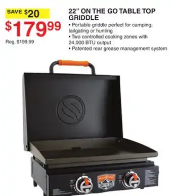 Dunham's Sports 22 ON THE GO TABLE TOP GRIDDLE offer