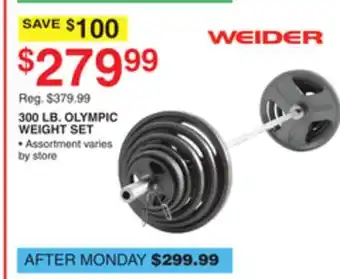 Dunham's Sports WEIDER 300 LB. OLYMPIC WEIGHT SET offer