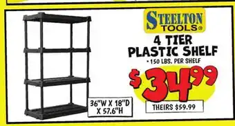 Ollie's STEELTON TOOLS 4 TIER PLASTIC SHELF offer