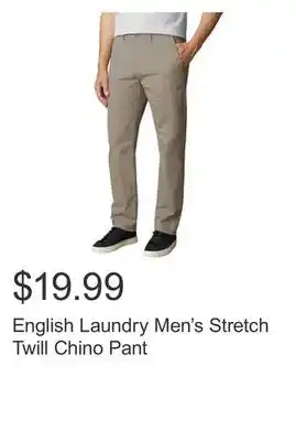 Costco English Laundry Men's Stretch Twill Chino Pant offer