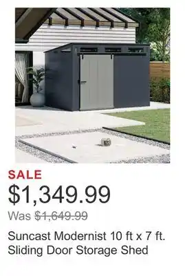 Costco Suncast Modernist 10 ft x 7 ft. Sliding Door Storage Shed offer
