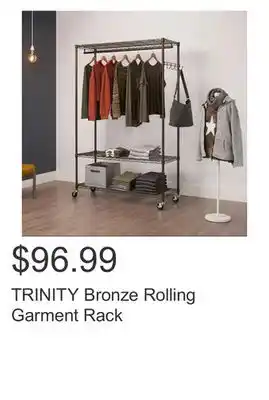 Costco TRINITY Bronze Rolling Garment Rack offer