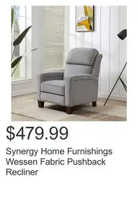 Costco Synergy Home Furnishings Wessen Fabric Pushback Recliner offer