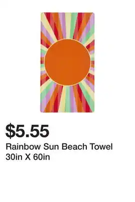 Five Below Rainbow Sun Beach Towel 30in X 60in offer