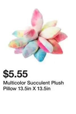 Five Below Multicolor Succulent Plush Pillow 13.5in X 13.5in offer