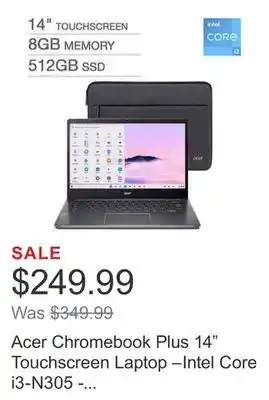 Costco Acer Chromebook Plus 14 Touchscreen Laptop –Intel Core i3-N305 - Protective Sleeve Included offer