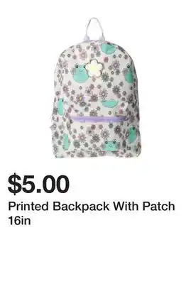 Five Below Printed Backpack With Patch 16in offer