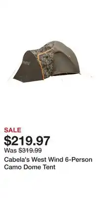 Cabela's Cabela's West Wind 6-Person Camo Dome Tent offer